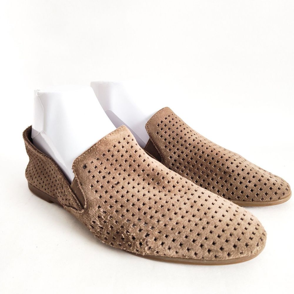 Lucky Brand Women's Size 9.5 Carthy Slip On Beige Suede Comfortable Flats Preppy